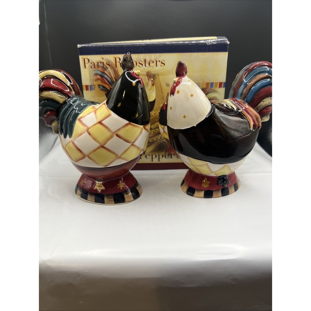 Certified International Paris Roosters Salt and Pepper Shakers Jennifer Garant